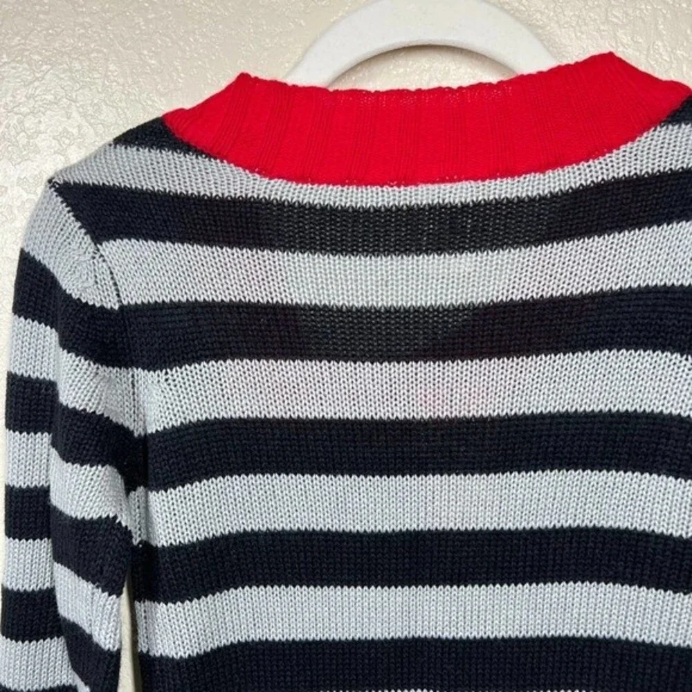 Chillipop Black stripes sweater  long sleeve asymmetric neckline size S (7-8)